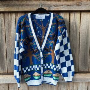Vintage BELLEPOINTE  Cardigan pie dree Black Bird raven crow SWEATER
